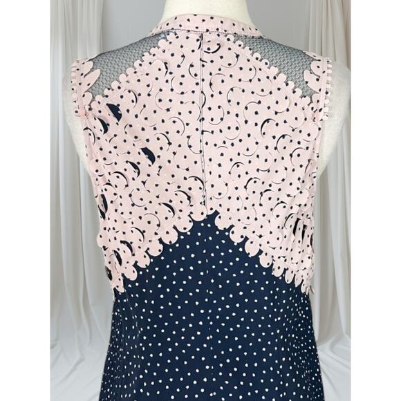 Byron Lars Beguile Navy Pink Laser Cut Sheath Dress – Size 6, Elegant Lace - Picture 5 of 11